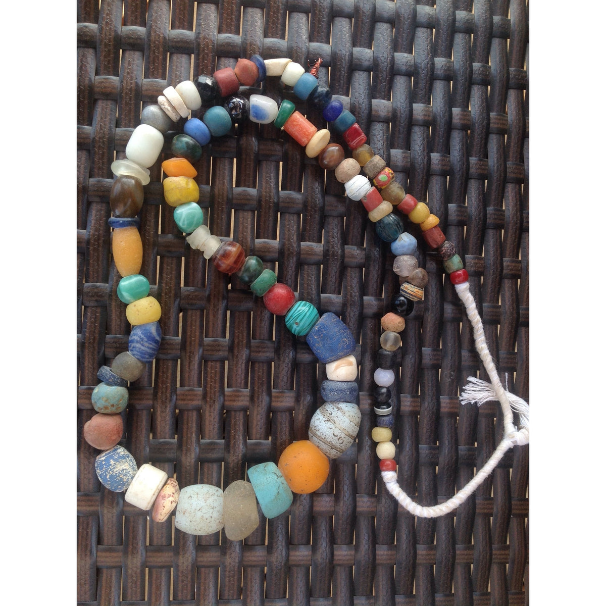 Long 32 inch strand of Mixed Antique European Glass Beads from the African Trade - AT0659