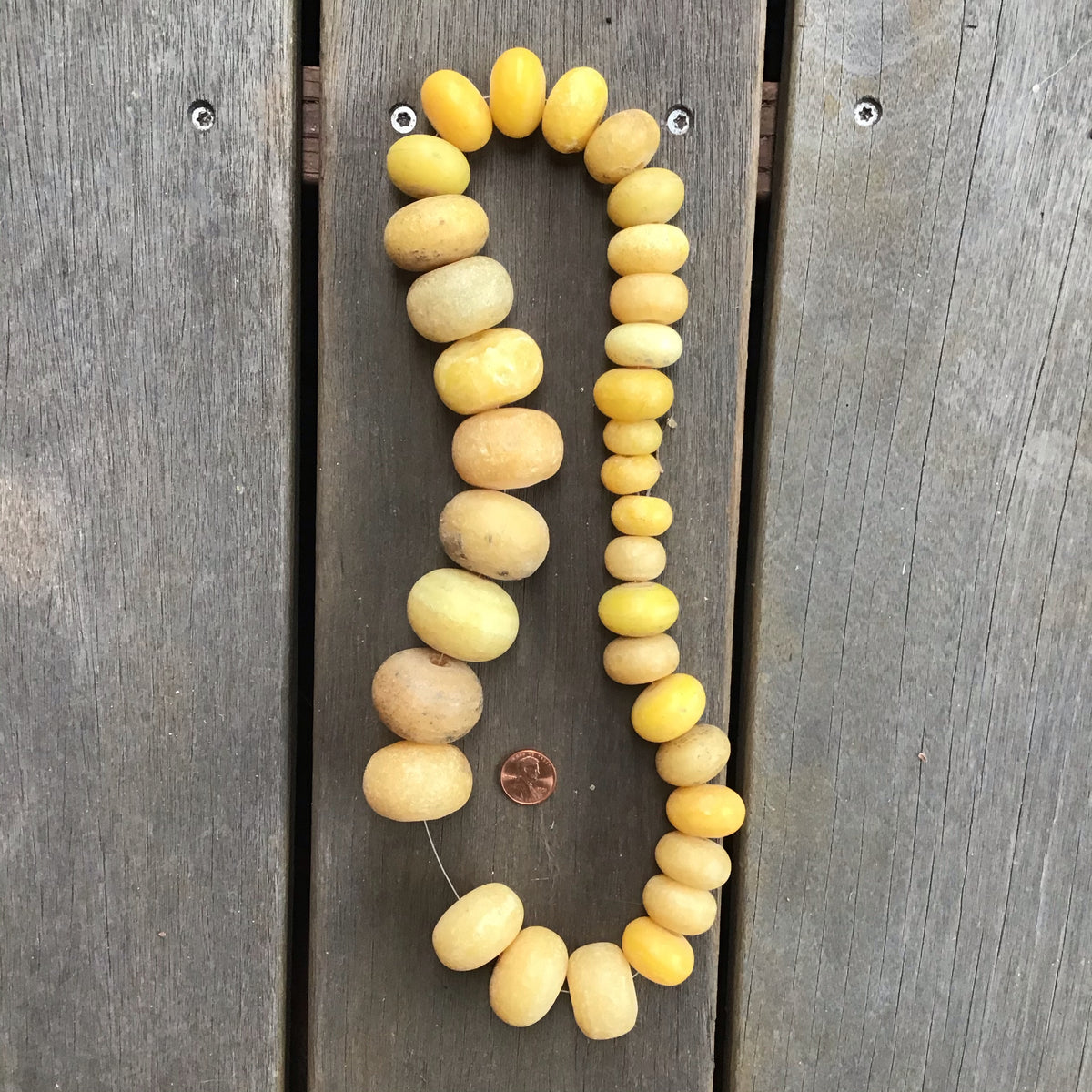 Pale Yellow Large Faux Amber Beads, Vintage, Africa - Rita Okrent Collection (AT0478)