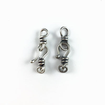 Small 18mm Sterling Silver Hook-and-Eye Clasp, Handmade, Rita's Design, Sample of 3 - CLASPS016