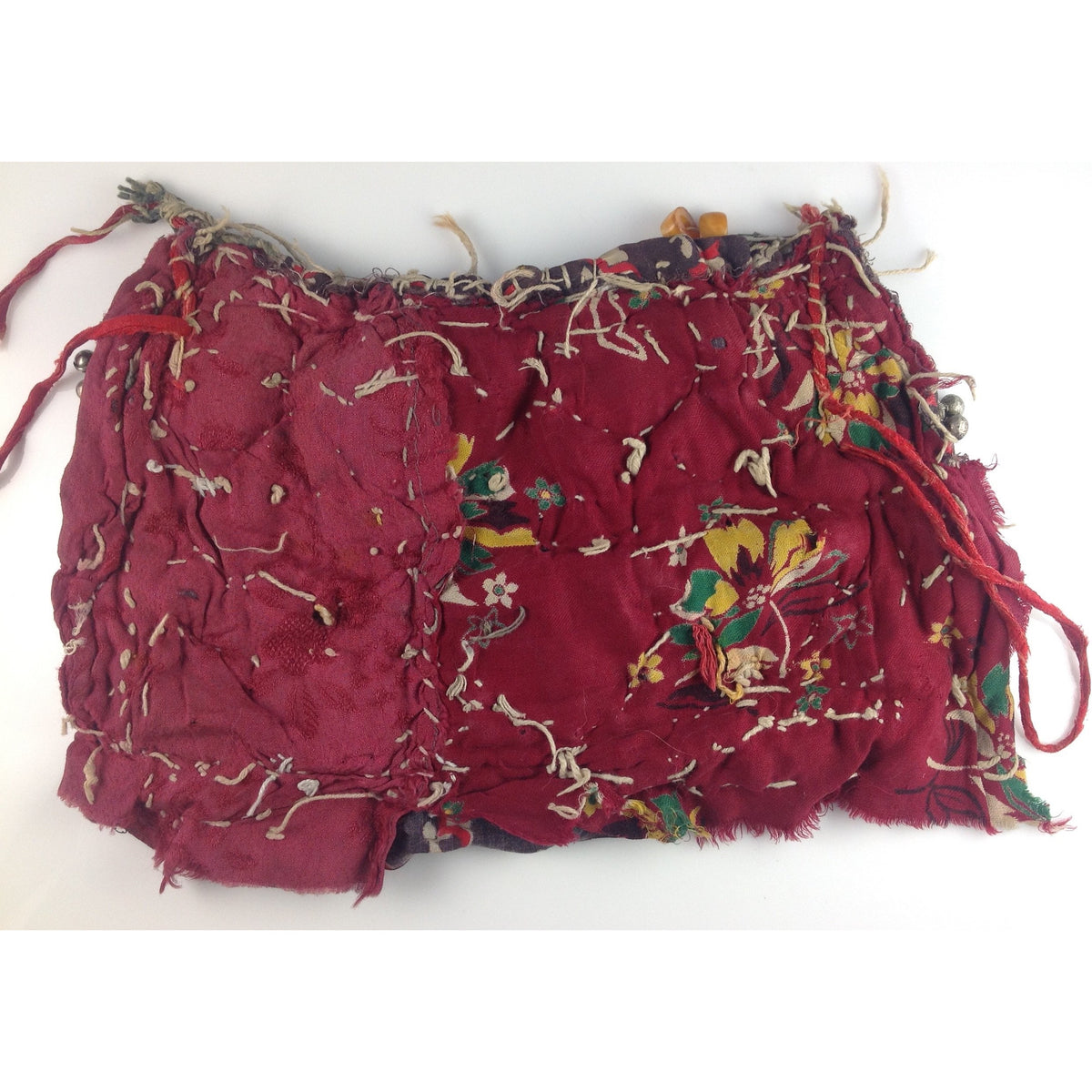 Spectacular Old Yemeni Bedouin Textile with Silver Pendants and Coins and Amber Beads - C516