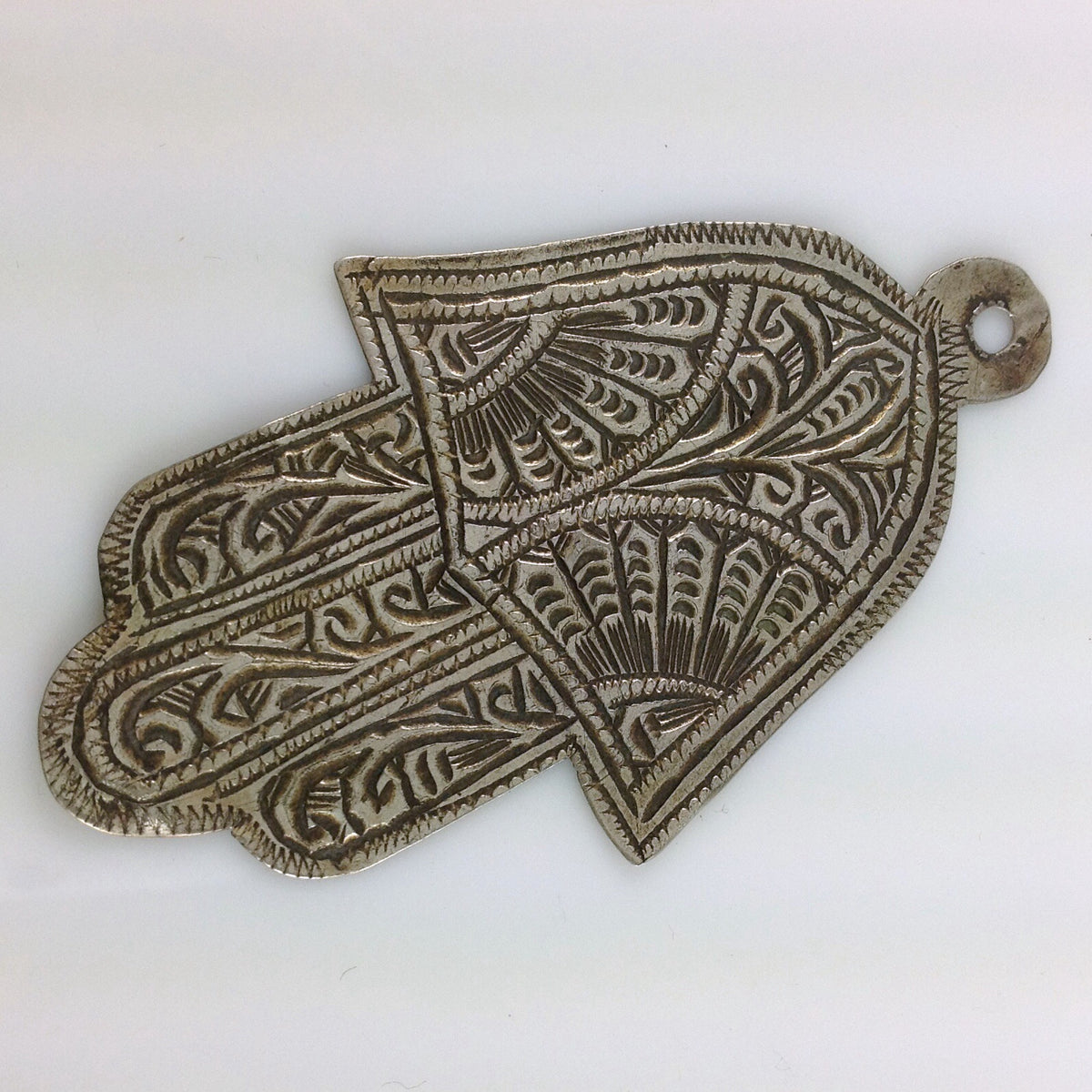 Elegant Old Silver Khamsa, Hallmarked 1925, Marrakech - Rita Okrent Collection (P589)