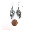 Thai Keren Hill Tribe Stamped Silver Kite-Shaped Beaded Hanging Earrings - Rita Okrent Collection (E357)