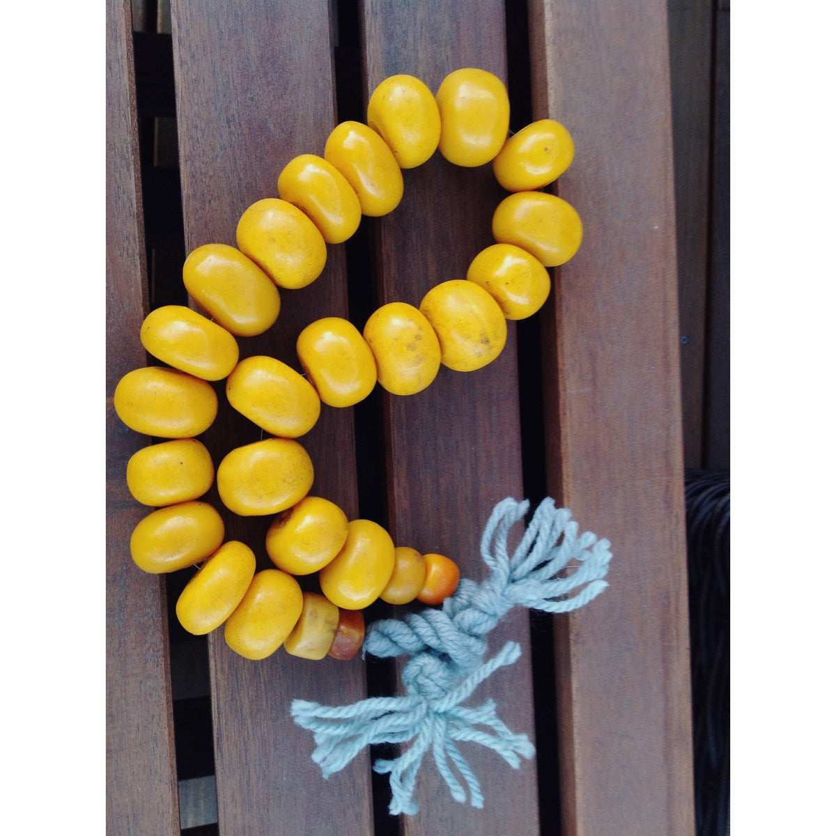 Strand of Large Yellow Orange Moroccan Faux Amber Beads - NP034