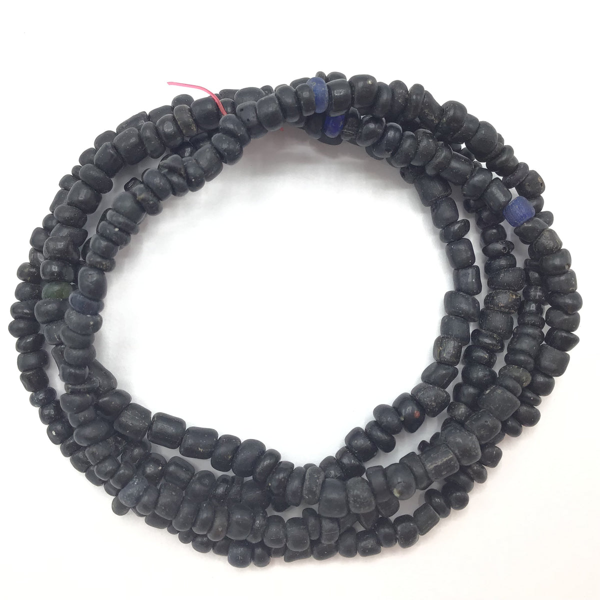 Rare Antique Small Black Glass Indo-Pacific Trade Wind or Nila Beads, Gao, Mali - Rita Okrent Collection (AT0681)