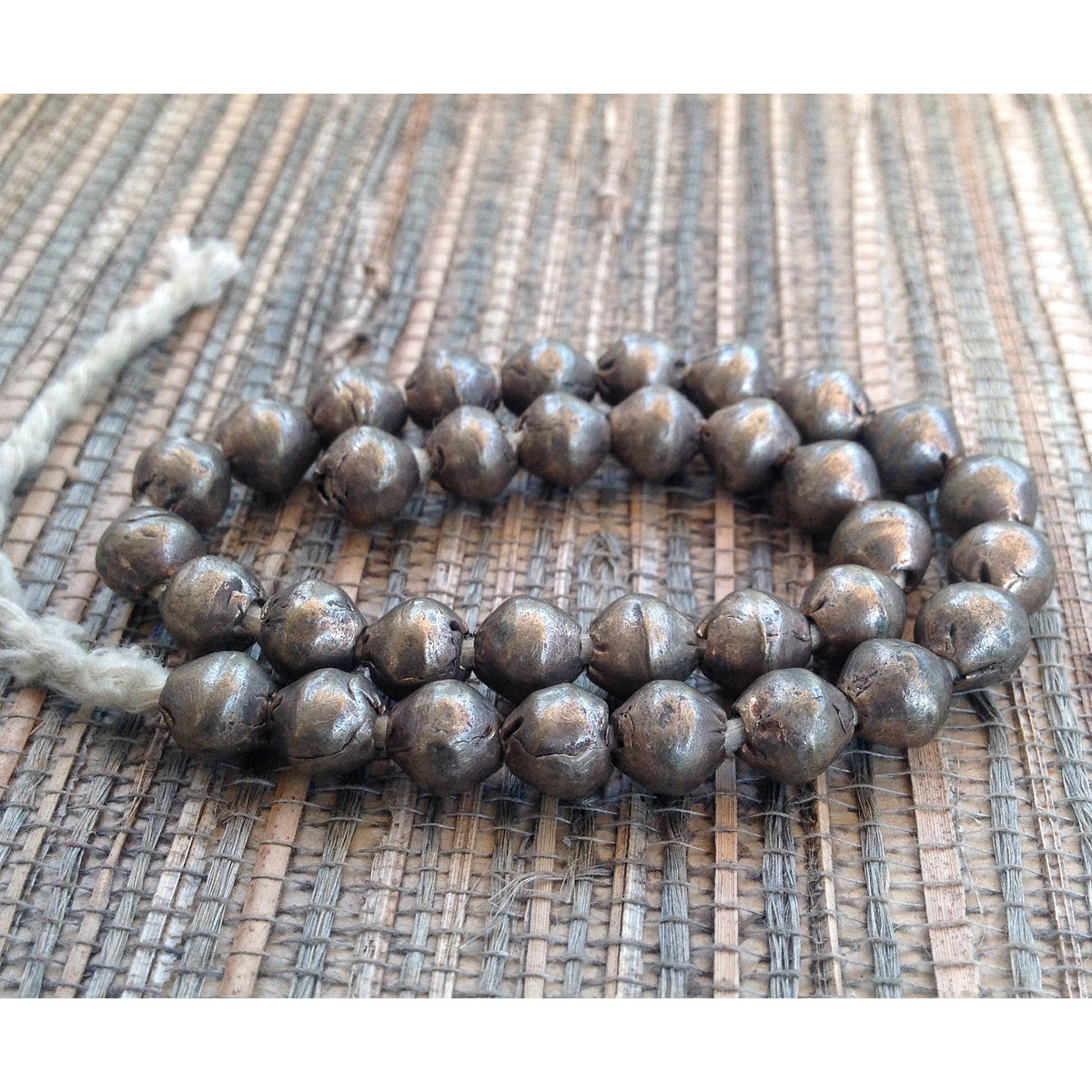 Strand of Matched Old Silver Metal Coin Silver Nicely Shaped Spacer Beads from Ethiopia - ANT311