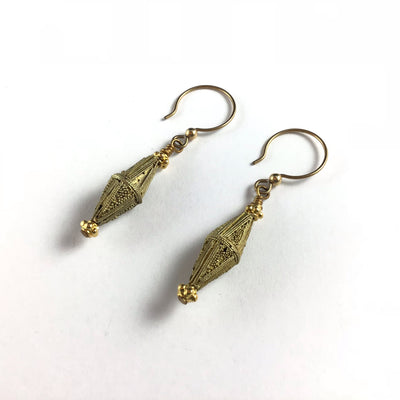 Mauritanian Gold-Washed Toucouleur Bicone Beaded Earrings - Rita Okrent Collection (E404d)