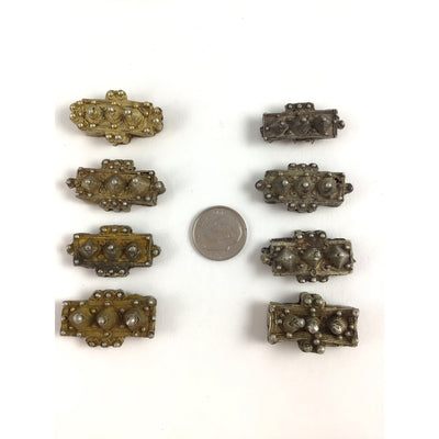 Mauritanian Gilded Silver Gold Washed Rectangular Hair Bead Ornaments - Rita Okrent Collection (C554r)