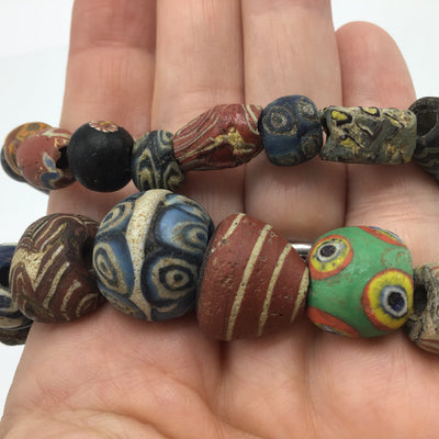Superb Ancient Islamic Glass Beads Mixed with Some Very Nice African Trade Beads, Strand - Rita Okrent Collection (AG151)