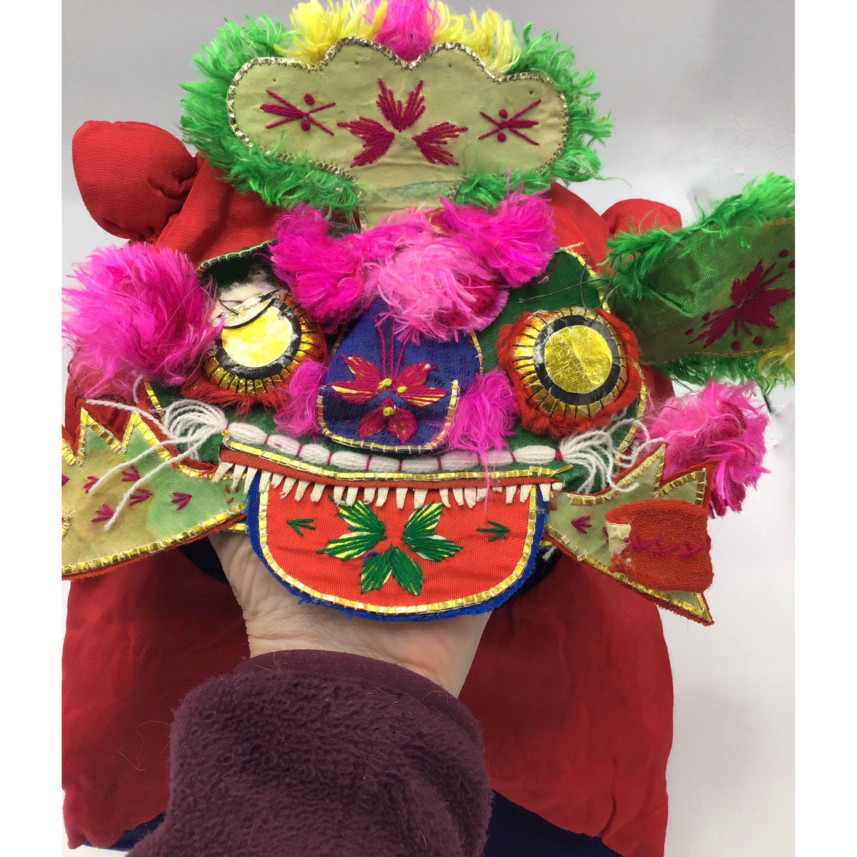 Traditional Chinese Children&#39;s Tiger Hat with Green Ears - Rita Okrent Collection (AA011)