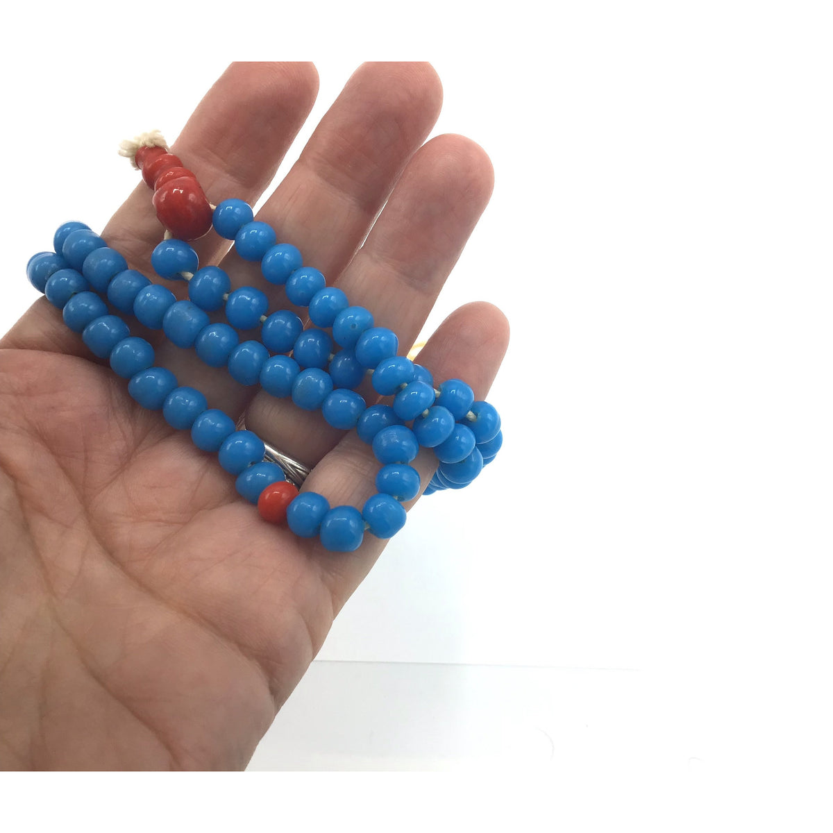 Vintage Chinese Blue Glass Worry Bead Strands - Rita Okrent Collection (ANT688)