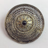 Ethnic Yemeni Silver Round Filigree Brooch Pendant with Glass Setting - Rita Okrent Collection (P551)