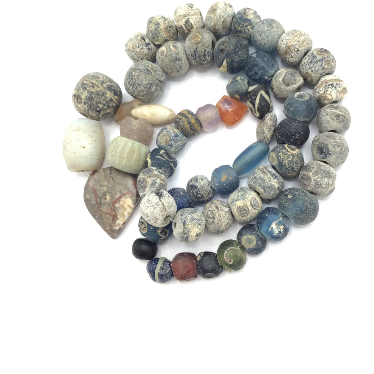 Ancient Islamic Glass Bead Strand with Antique Stone Pendants and Mixed Glass Beads - Rita Okrent Collection (AG227)