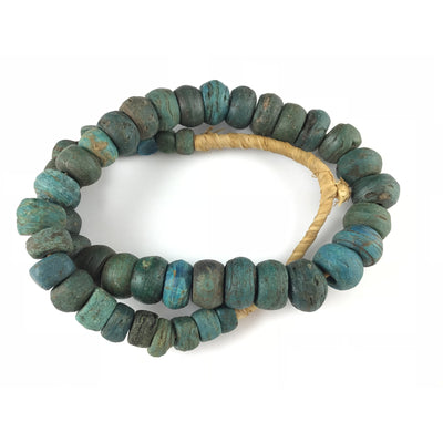 African Antique Blue Green Hebron Kano Beads, Sudan - Rita Okrent Collection (AT0608d)