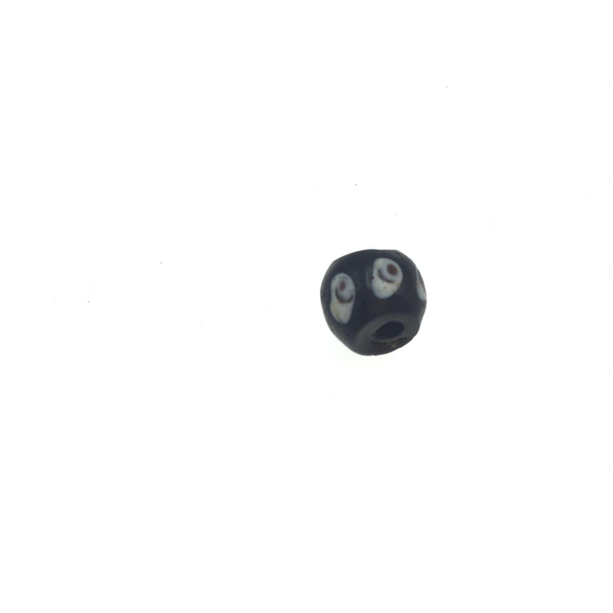 Black Ancient Glass Bead with White Eyes - Rita Okrent Collection (AG044b)