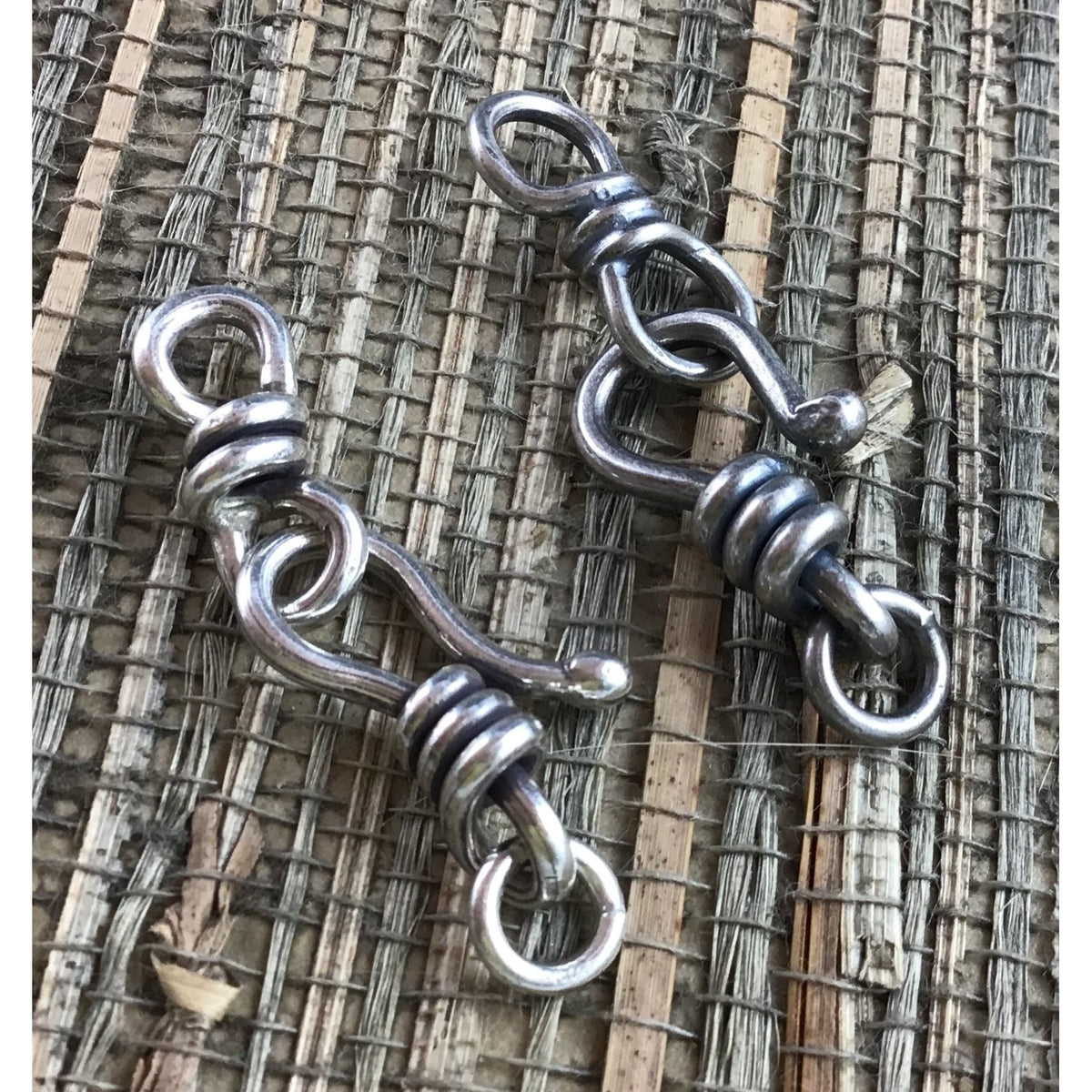 Small 18mm Sterling Silver Hook-and-Eye Clasp, Handmade, Rita&#39;s Design, Sample of 3 - CLASPS016