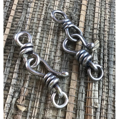 Small 18mm Sterling Silver Hook-and-Eye Clasp, Handmade, Rita's Design, Sample of 3 - CLASPS016