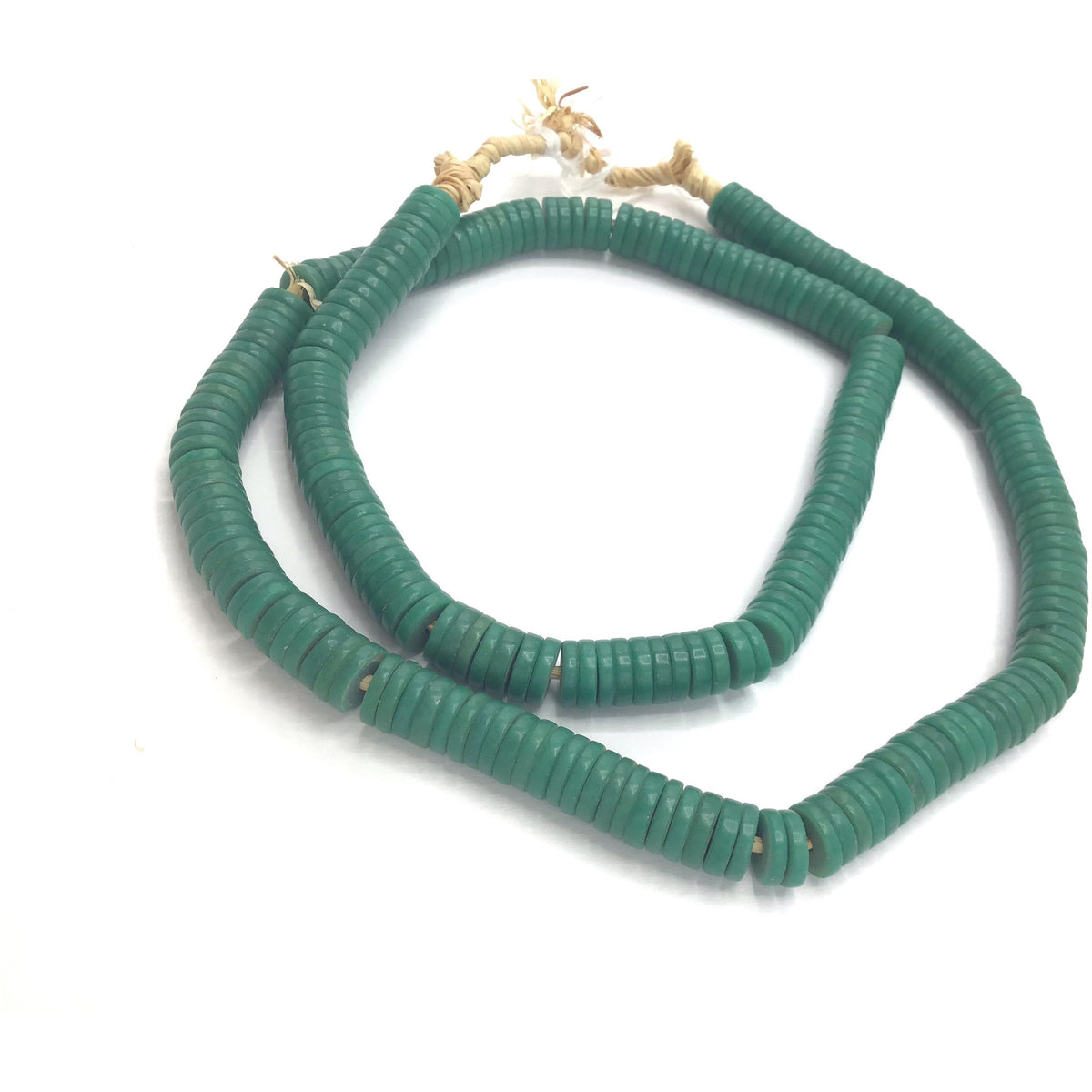 Vintage Green Molded Bohemian Flat Glass Button Beads - Rita Okrent Collection (ANT336)