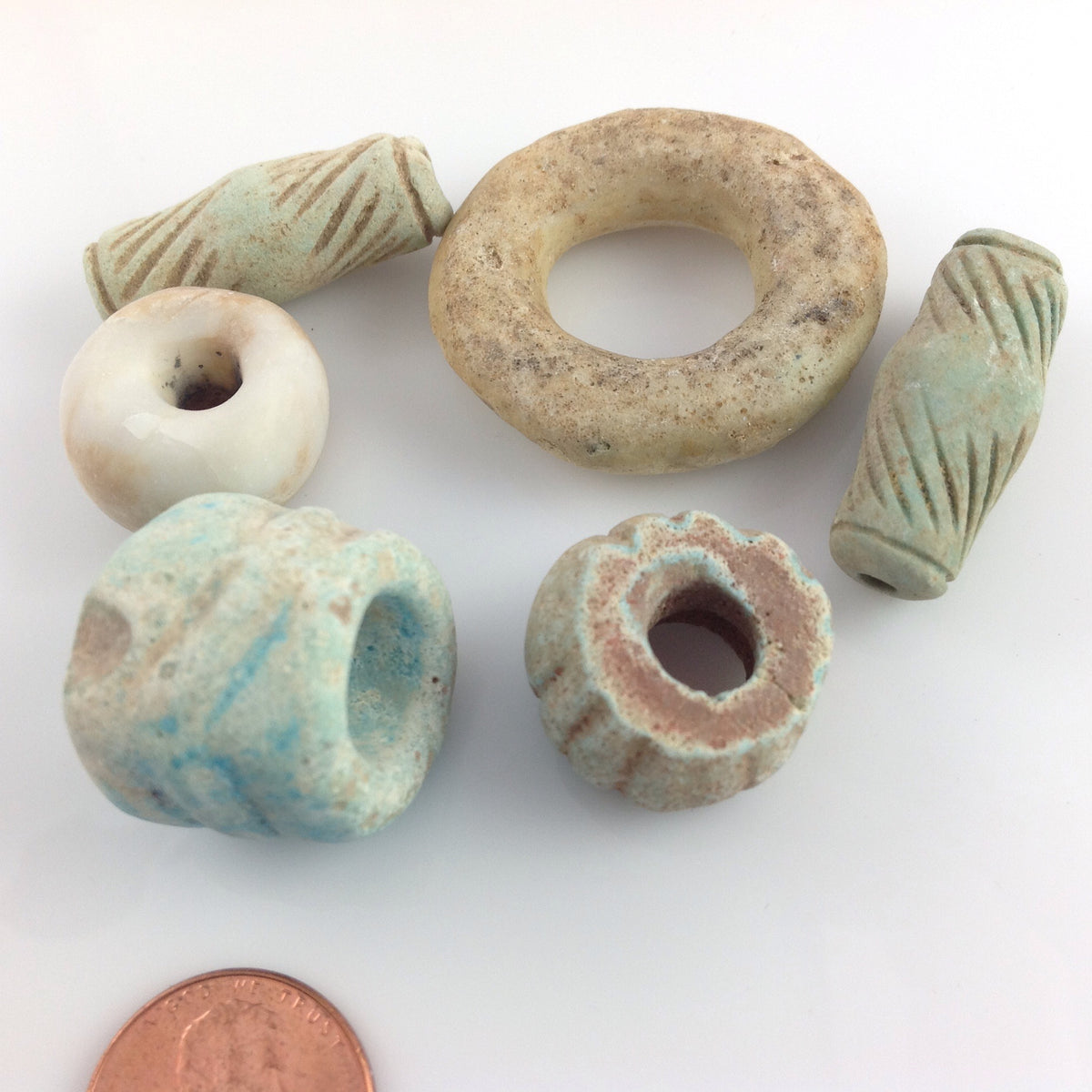 Large Faience Beads, Group of 6, Egypt - ANT406