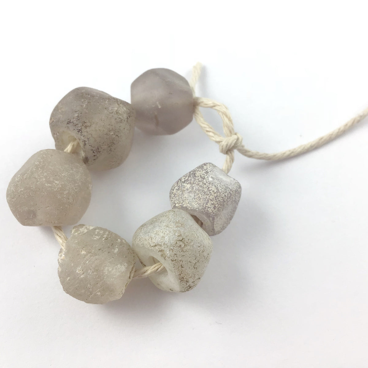 Six Rare Antique Dutch Dogon Purple and White Glass Faceted Beads from Mali - Rita Okrent Collection (ANT307g)