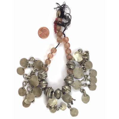 Berber Rural Silver Metal Necklace with Dangles, Boumalne Dades, Morocco - Rita Okrent Collection (ANT124)