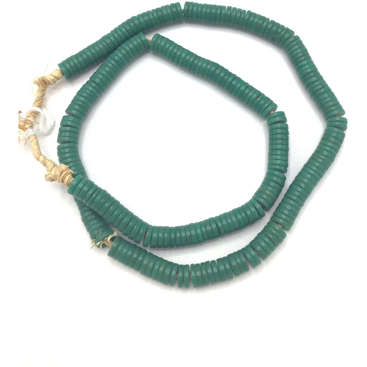 Vintage Green Molded Bohemian Flat Glass Button Beads - Rita Okrent Collection (ANT336)