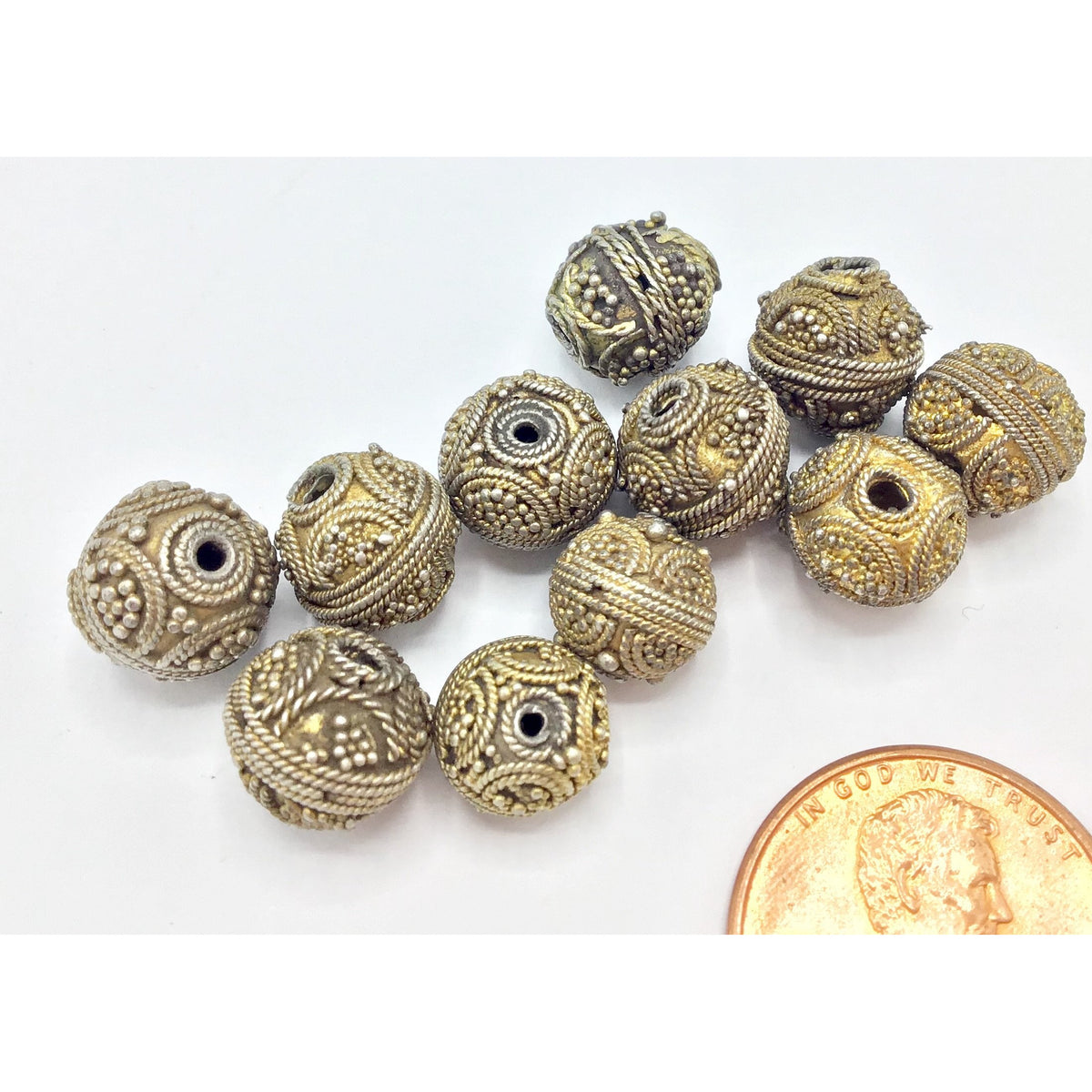 Favorite Antique Silver and Gilded Silver Granulated Mauritanian Beads - Rita Okrent Collection (C465e)