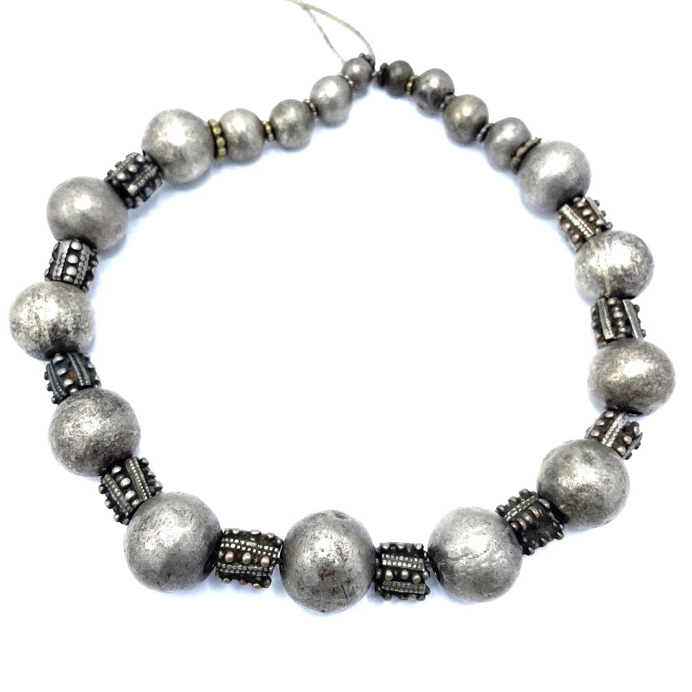 Antique Granulated Silver and Hollow Silver Beads Strands, from Yemen - Rita Okrent Collection (ANT549n)