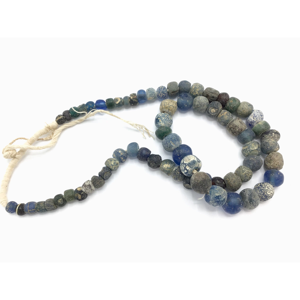 Ancient Excavated Worn Blue Islamic Glass Beads, 24 Inch Strand - Rita Okrent Collection (AG159)