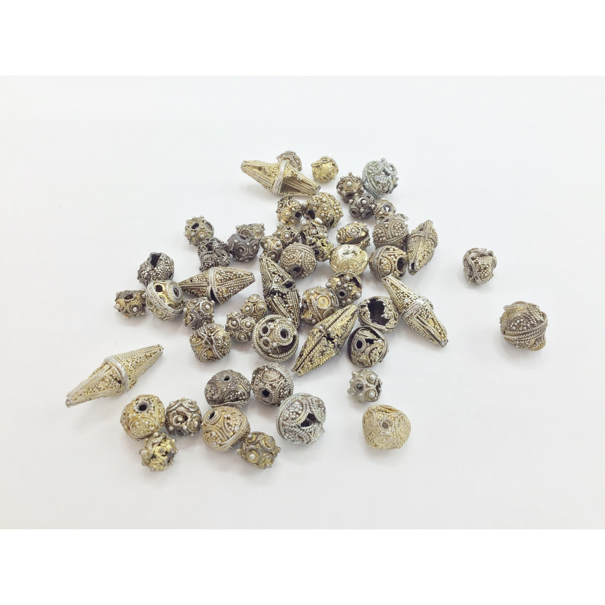Mixed Damaged Mauritanian Gilt Silver and Silver Granulated Beads - Rita Okrent Collection (ANT450b)