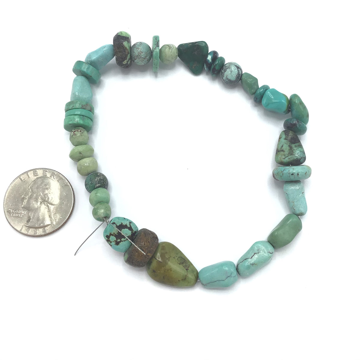 Mixed Mostly Turquoise Stone Bead Strand from Rita&#39;s Design Room - Rita Okrent Collection (S241b)