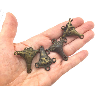 Set of Vintage African Baule Bronze and Copper Anchor-Shaped Pendants - Rita Okrent Collection (P836)