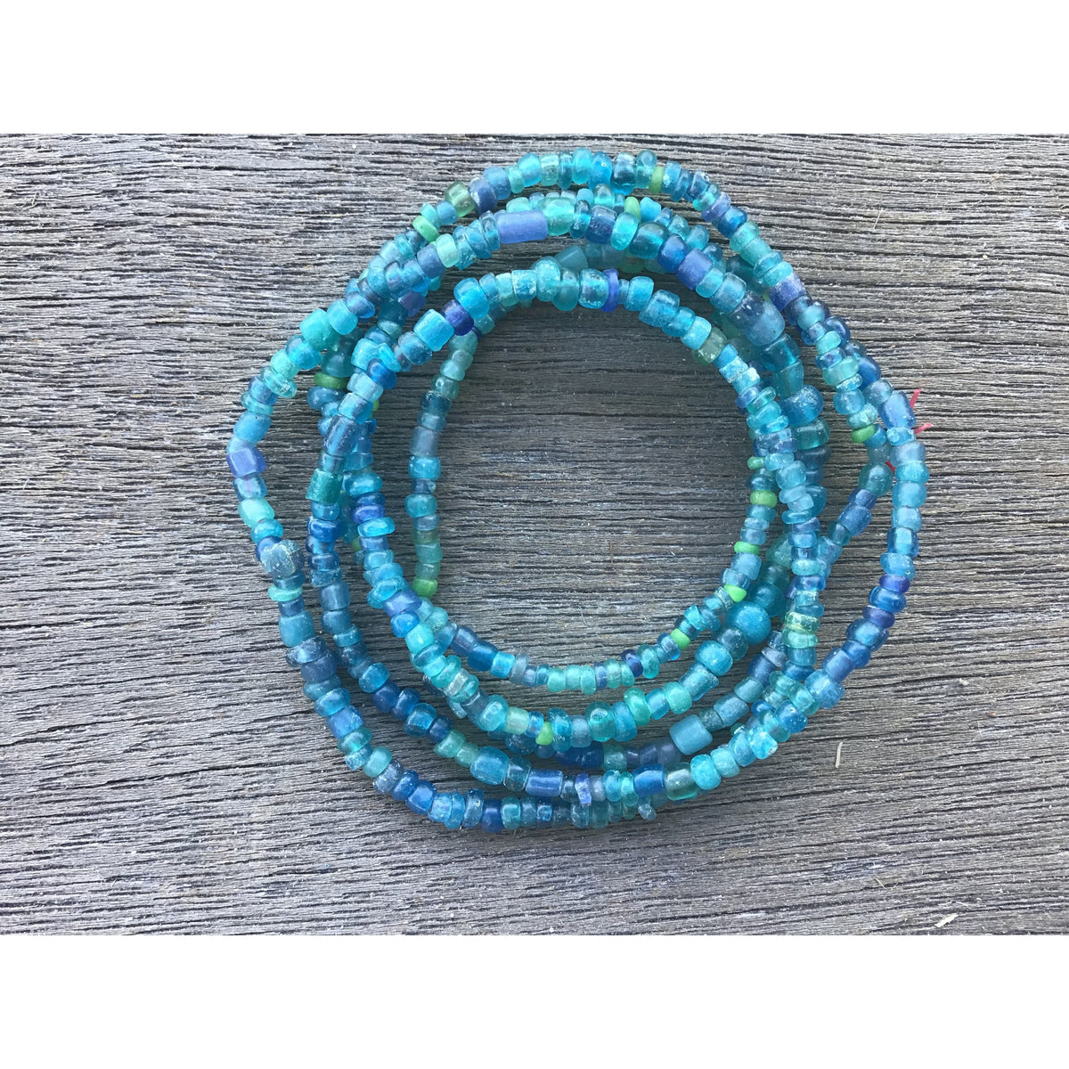 Translucent Teal Blue Aqua Antique Small Glass Nila or Indo Pacific Beads - Rita Okrent Collection (AT0651)