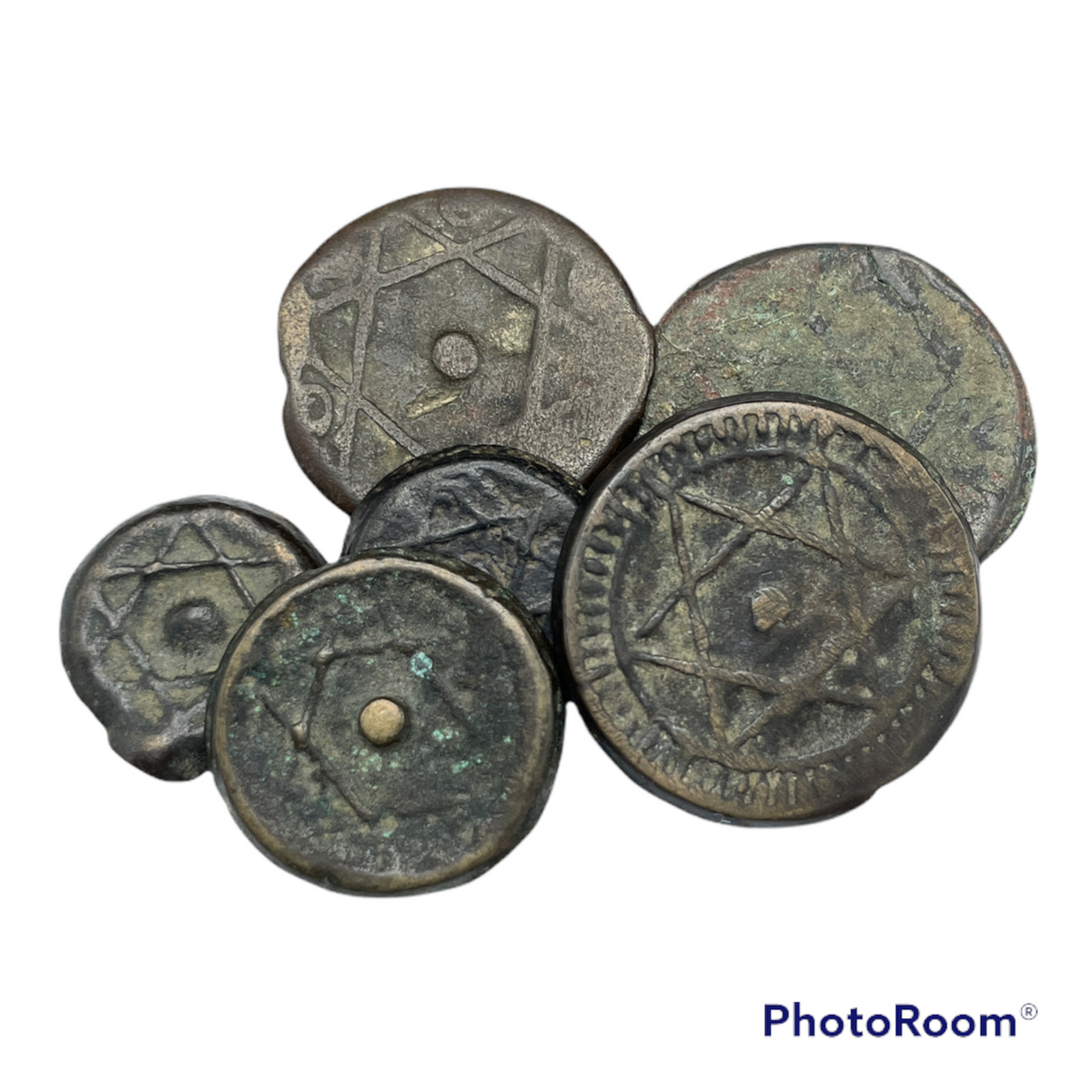 Group of Antique Moroccan Falus Coins from the 1800&#39;s - Rita Okrent Collection (AA438)