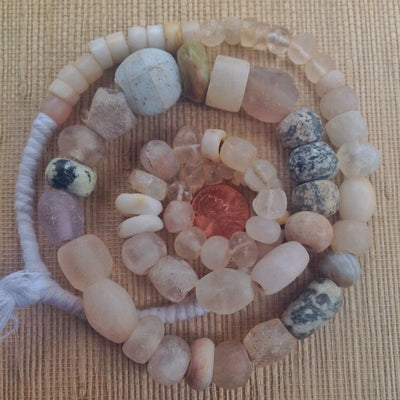 Mixed Ancient Rock Crystal, Agate and Granite Bead Strand, Mali - Rita Okrent Collection (S376)