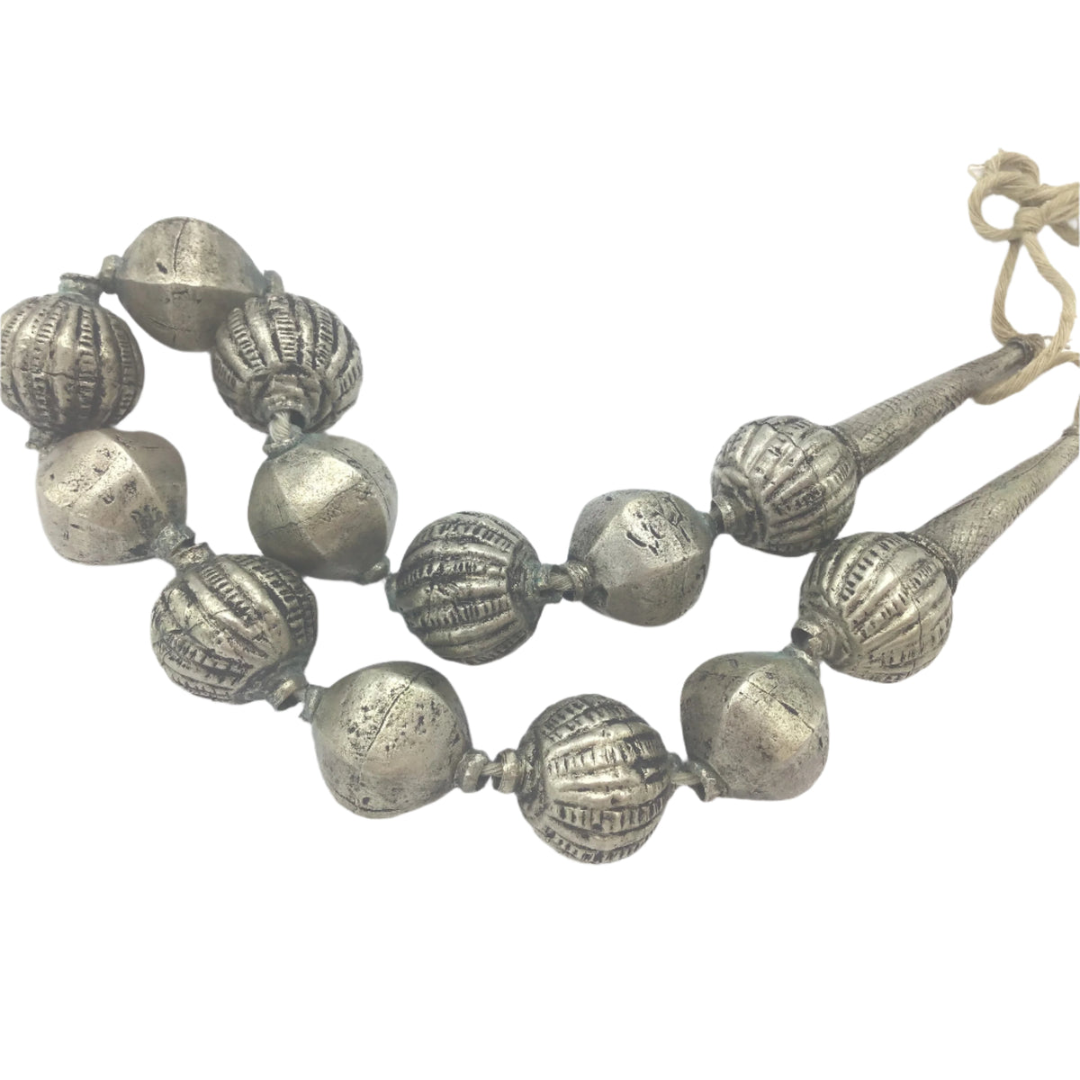 Vintage Ethnic Silver Metal Beaded Necklace - Rita Okrent Collection (ANT448)