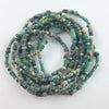 Varied length strands of Small Glass Nila Beads in Green, Yellow, and Blue Gray Colors- Rita Okrent Collection (AT1729)
