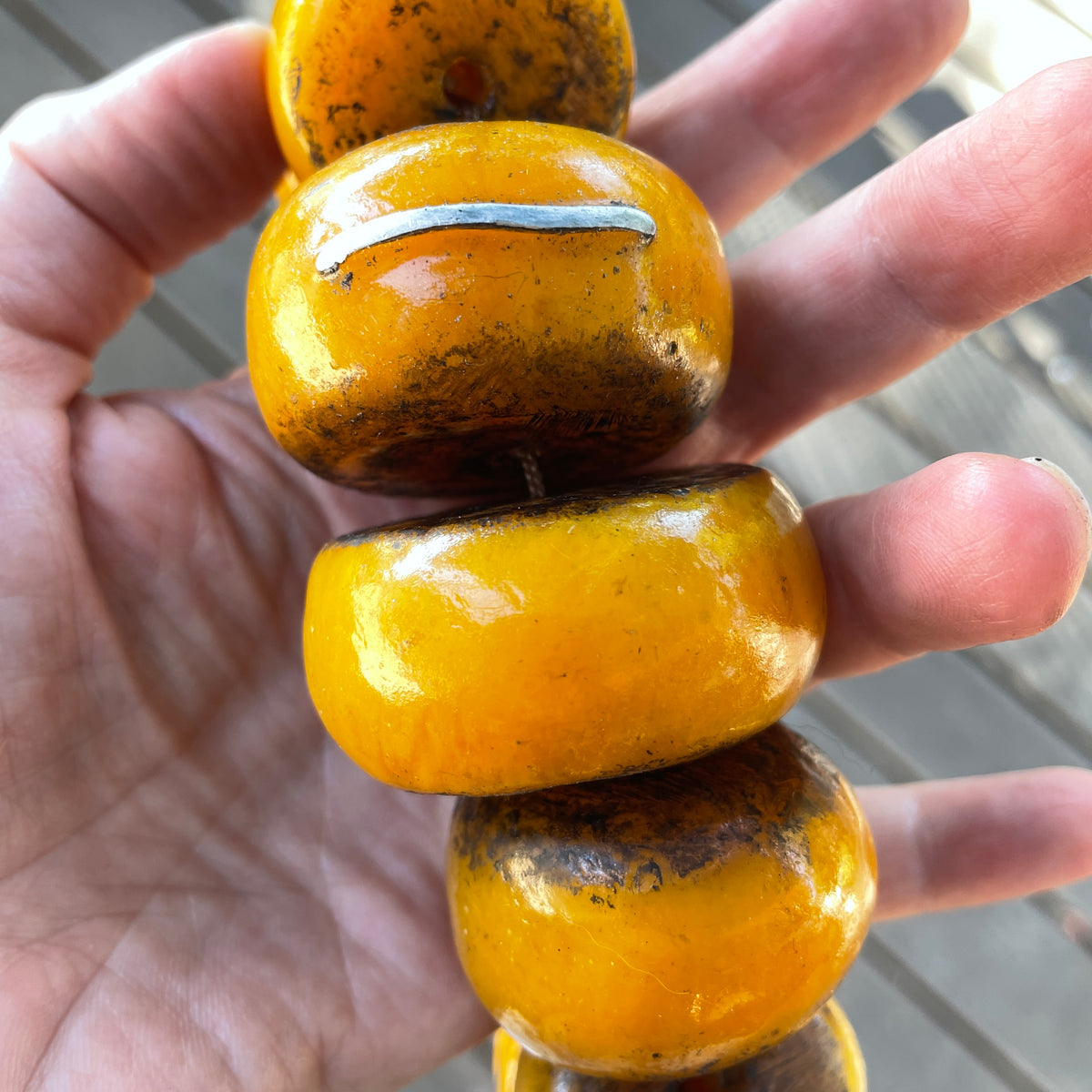 Graduated Berber Faux Amber Resin Beads in 19 inch Strands, Morocco - Rita Okrent Collection (NP038)