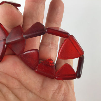 Red Triangular Matched Vintage African Wedding Beads or Pendants, Strand, Mali - Rita Okrent Collection (AT0657)