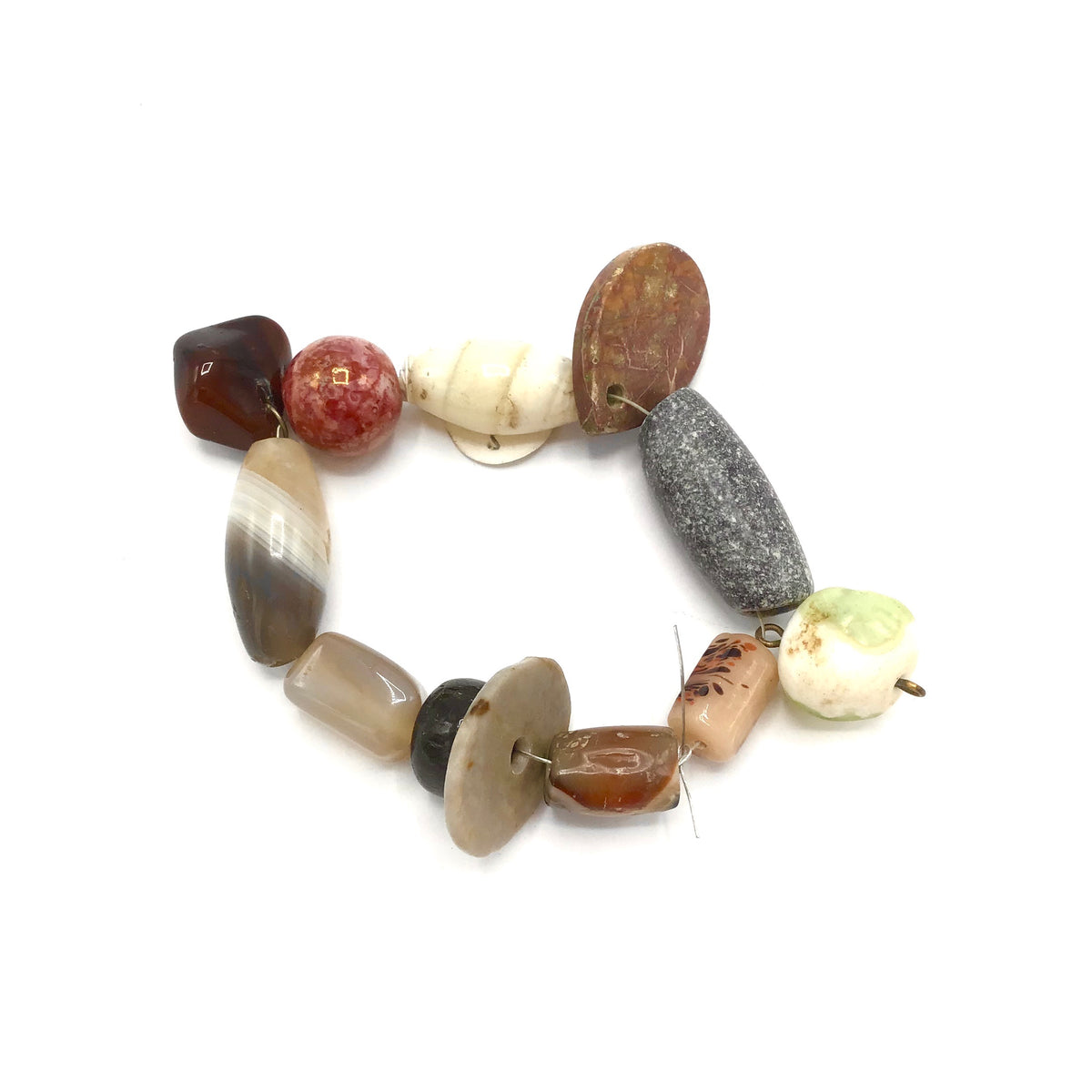 Medley of Stone Beads and Pendants with Decorated Glass Beads - Rita Okrent Collection (S225b)