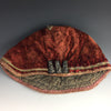 Red Orange Velvet Tiger Hat, Mainland China with 3 Silver Amulets - Rita Okrent Collection (AA025)