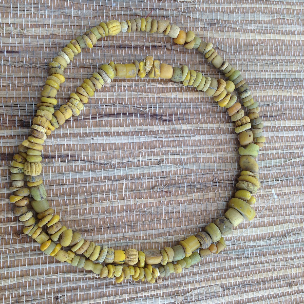 Strand of Rare Excavated Yellow Glass Nila Beads from Mali - Rita Okrent Collection (AT0690)