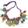 Traditional Rural Berber Necklace with Coin Pendants and Glass Earring Elements - Rita Okrent Collection (NE516)