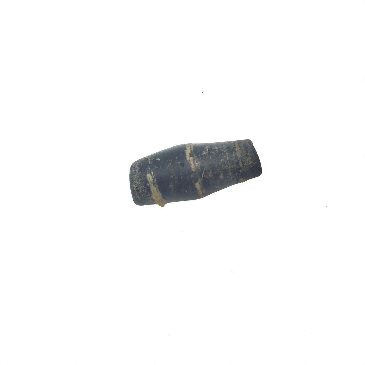 Ancient Glass Bicone Bead with Yellow Striping, Middle East - Rita Okrent Collection (AG026h)