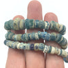 Mixed Graduated Teal Blue Faded Excavated Ancient Glass Medium Sized Nila Beads, Mali - AT0629