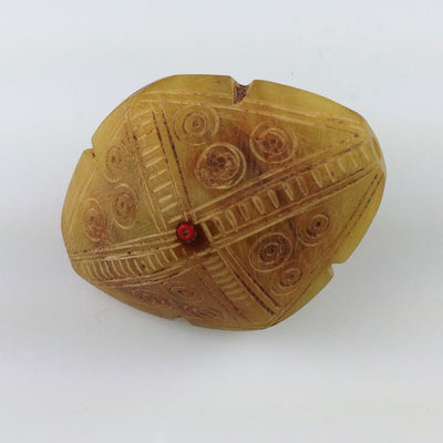 Carved Phenolic Resin Amber Diamond Shaped Bead from Mauritania - Rita Okrent Collection (ANT004c)