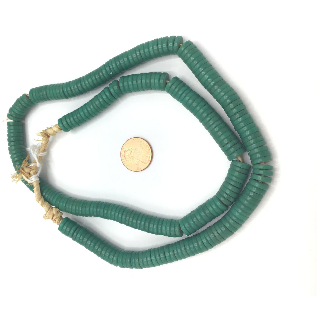 Vintage Green Molded Bohemian Flat Glass Button Beads - Rita Okrent Collection (ANT336)