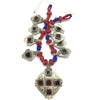 Rural Berber Soussi Metal Necklace with Red and Blue Beads, Morocco - Rita Okrent Collection (NE696)