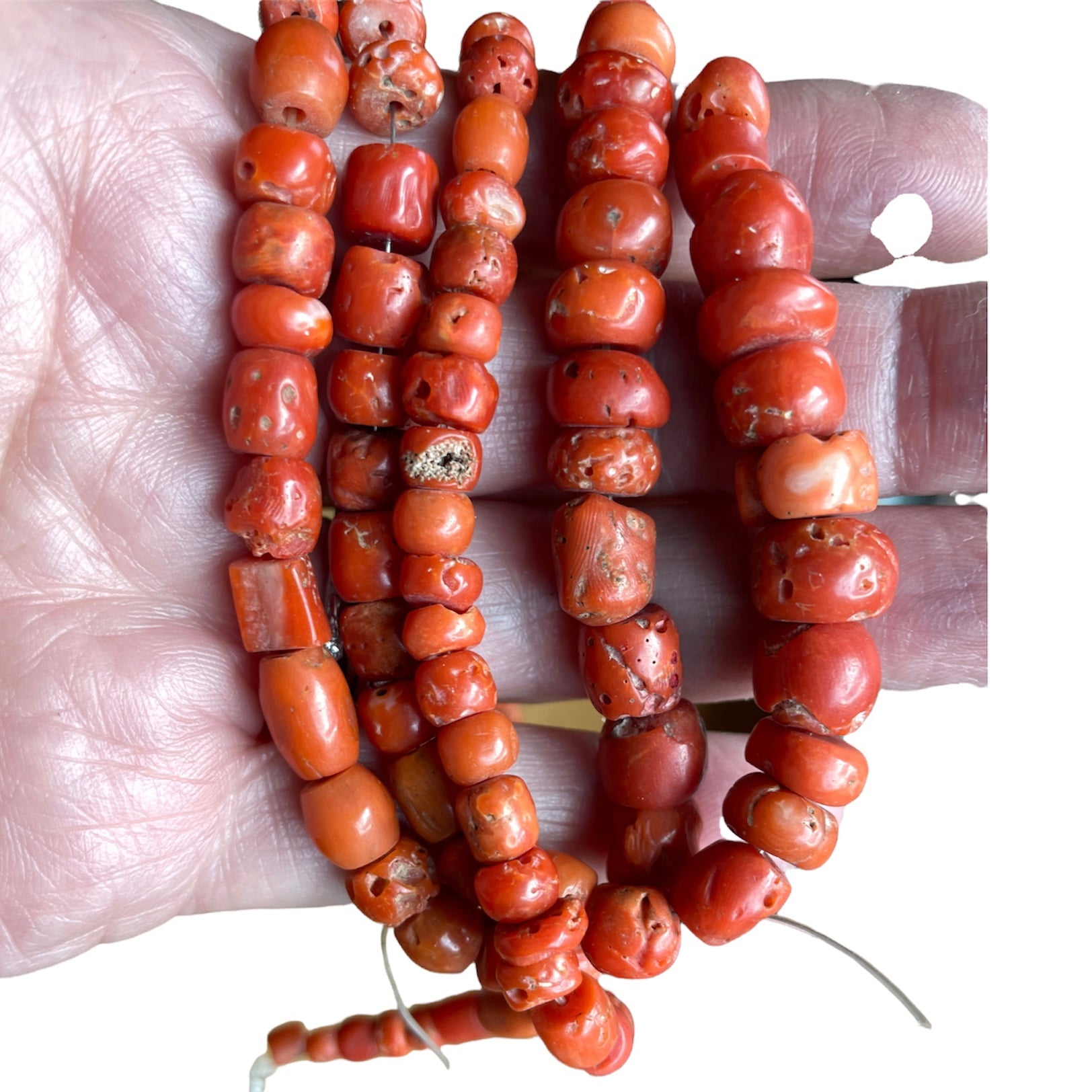 Small Antique Natural Red Coral Beads Collected From Nigeria Via African  Trade
