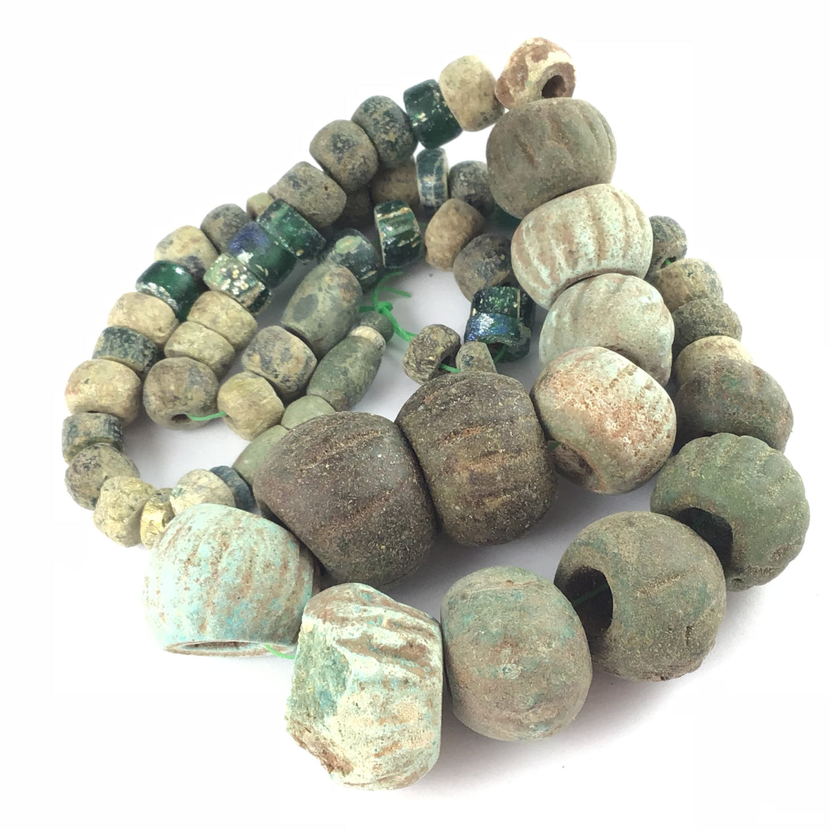 Ancient Egyptian Faience Beads with Mixed Ancient Glass Beads, from Egypt and West Africa - Rita Okrent Collection (AN275)