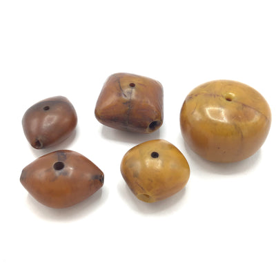 Group of 5 Vintage Phenolic Resin Faux Amber Beads, Mauritania - Rita Okrent Collection (C513)